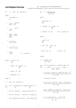 NM &ndash; MITHIBAI PAST PAPER QUESTIONS 01. y = (2x3 &ndash; 7)5 . log