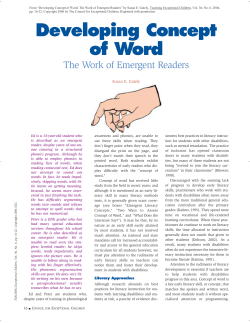 Developing Concept of Word The Work of Emergent Readers