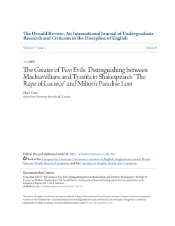 Distinguishing between Machiavellians and Tyrants in Shakespeare`s