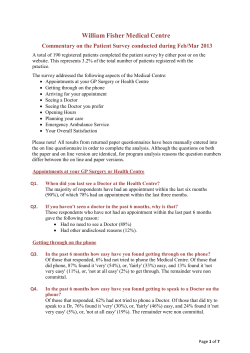 Commentary on the Patient Survey Mar 2013