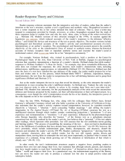 Reader-Response Theory and Criticism