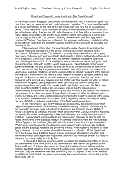 How does Fitzgerald present setting in The Great Gatsby?