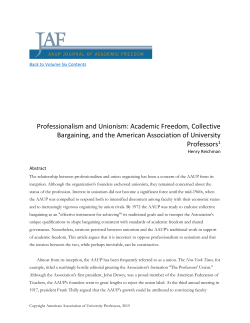Professionalism and Unionism: Academic Freedom