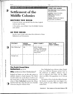 Settlement of the Middle Colonies