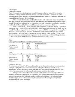 Data analysis Quantitative analysis Class 1`s average score for the