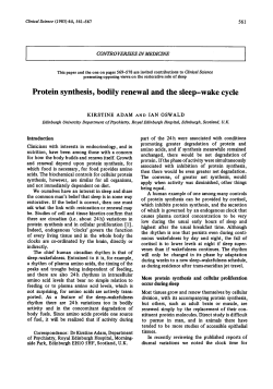 Protein Synthesis, Bodily Renewal and the Sleep