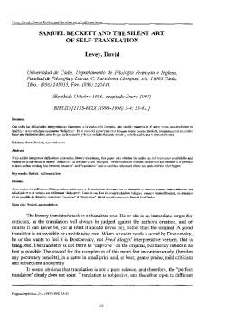 SAMUEL BECKETT AND THE SILENT ART OF SELF