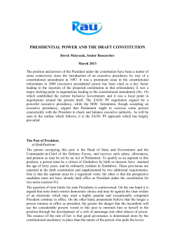 THE PRESIDENT AND THE DRAFT CONSTITITION