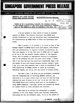 Speech by Mr S Rajaratnam, Minister for Foreign Affairs, at