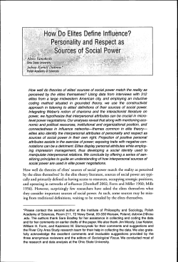 How Do Elites Define Influence? Personality and Respect as