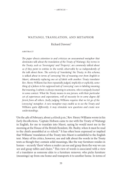 R Dawson &ndash; WaitangiTranslationMetaphor &ndash; 2005