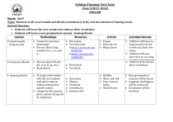 Syllabus Planning- First Term Class I (2015