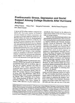 Posttraumatic Stress, Depression and Social Support Among