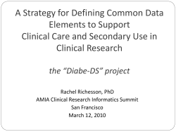 A Strategy for Defining Common Data Elements to Support Clinical