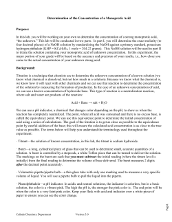 Determination of the Concentration of a Monoprotic Acid Purpose: In