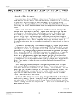 dbq 8: how did slavery lead to the civil war? continued