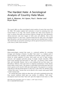 The Hardest Hate: A Sociological Analysis of Country Hate Music
