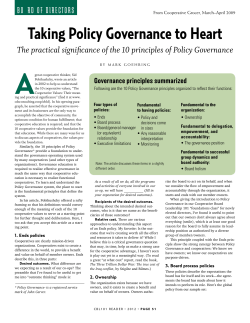 Taking Policy Governance to Heart - Bluff Country Co-op