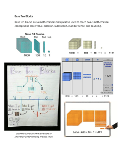Base Ten Blocks Base ten blocks are a mathematical