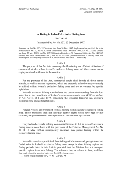 Act on Fishing in Iceland`s Exclusive Fishing Zone