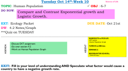 Compare and Contrast Exponential growth and Logistic Growth.