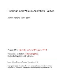 Husband and Wife in Aristotle`s Politics