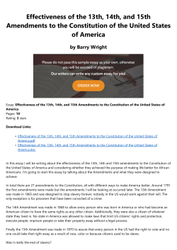 Effectiveness of the 13th, 14th, and 15th Amendments to the