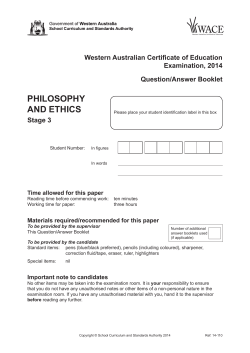 philosophy and ethics - SCSA - School Curriculum and Standards