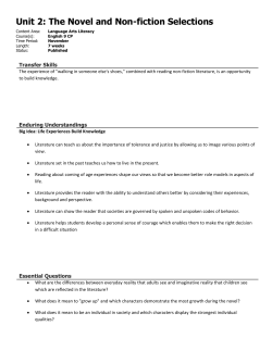 Unit 2: The Novel and Non-fiction Selections