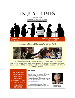 November is National Homeless Awareness Month