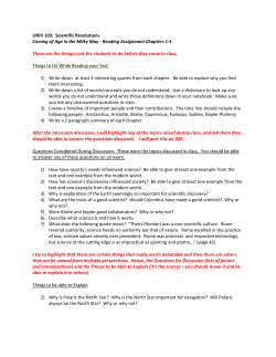 UNIV 103: Scientific Revolutions Coming of Age in the Milky Way