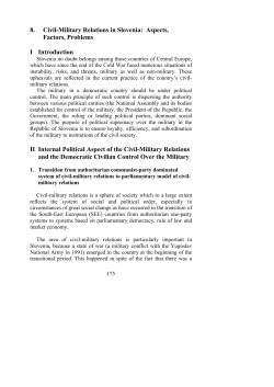 8. Civil-Military Relations in Slovenia: Aspects, Factors
