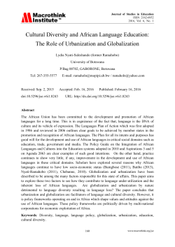 Cultural Diversity and African Language Education