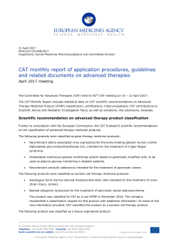 CAT monthly report of application procedures - EMA