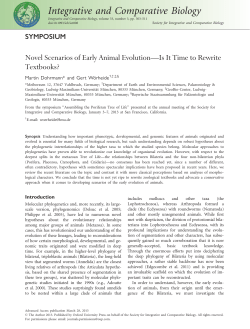 Novel Scenarios of Early Animal Evolution&mdash;Is It Time to Rewrite