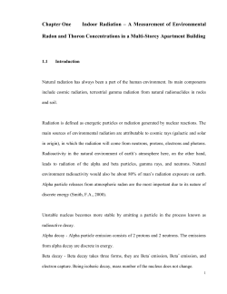 Chapter One Indoor Radiation &ndash; A Measurement of Environmental
