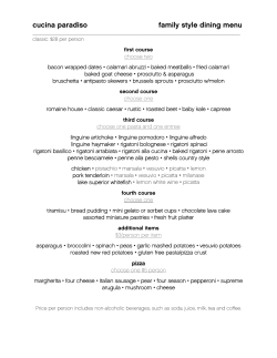 Group Dining Menu
