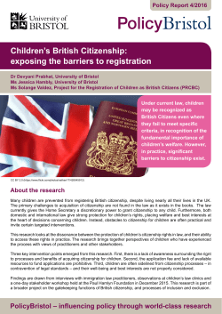 Children`s British Citizenship: exposing the barriers to registration