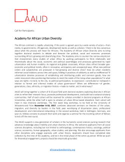 Call for Papers: Academy for African Urban Diversity