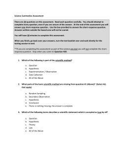 Science Summative Assessment There are 30 questions on this