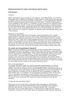 "Model guarantees for major international sports events"