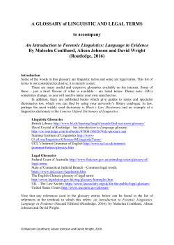 A GLOSSARY of LINGUISTIC AND LEGAL TERMS to accompany