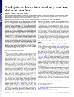 Starch grains on human teeth reveal early broad crop diet in