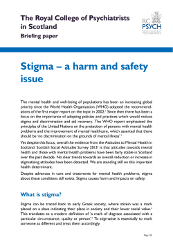 Stigma &ndash; a harm and safety issue