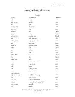 Greek and Latin Morphemes