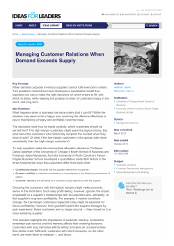 Managing Customer Relations When Demand Exceeds Supply