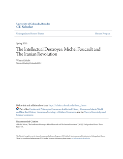 The Intellectual Destroyer: Michel Foucault and The Iranian Revolution