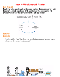 Lesson 6-3 Unit Rates with Fractions Key Concept Part One Example: