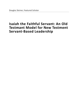 Isaiah the Faithful Servant: An Old Testmant Model for New