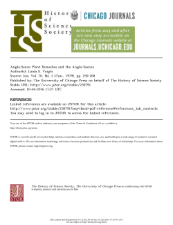 Anglo-Saxon Plant Remedies and the Anglo-Saxons